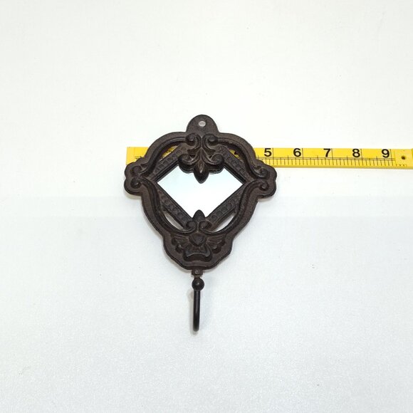 Ornate Cast Iron Wall Hook Mirror Accent Unique Style Decorative Hanger Vintage - Picture 5 of 6